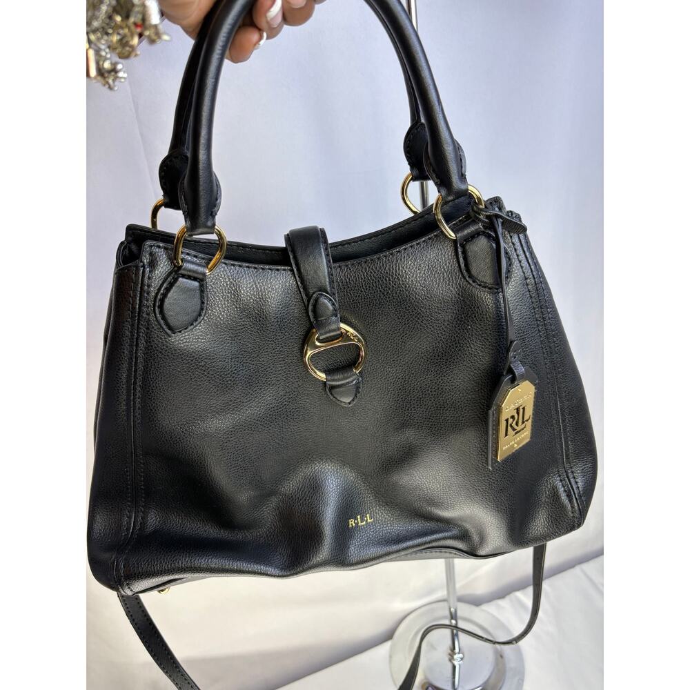 Lauren Ralph Lauren Black Satchel Crossbody Bag Gold Hardware